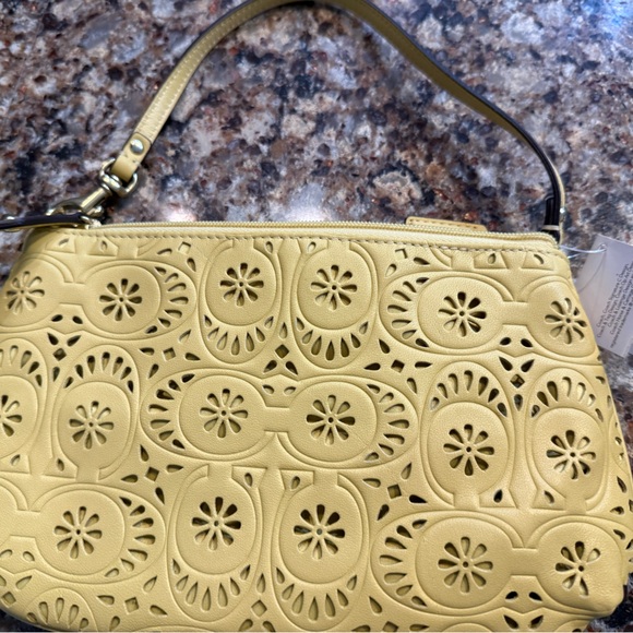 Coach Lemon Floral Cutout Small Leather Handbag NWT - Picture 2 of 6
